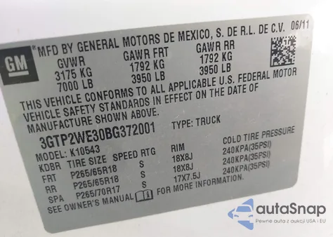 2011 GMC Sierra 1500 Slt из США, поврежденный, VIN 3GTP2WE30BG372001